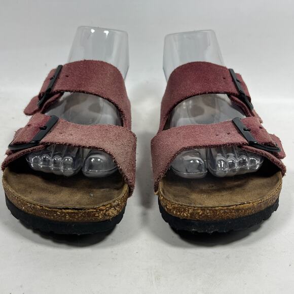BIRKENSTOCK Sandals 38 L7 M5 Arizona Velvety Suede Leather Zinfandel Red - Picture 9 of 15